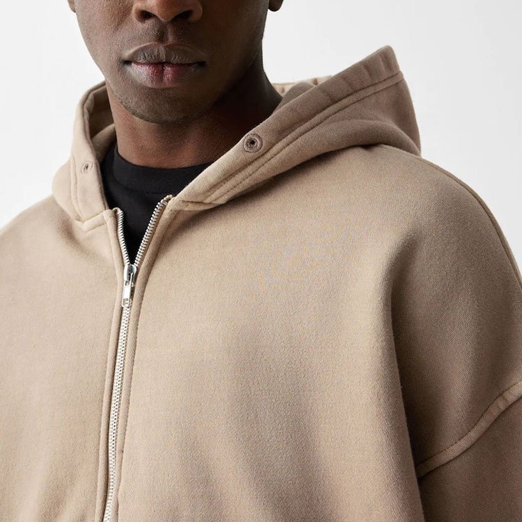 Heavyweight oversized boxy zip up customized zippered crop hoodie men drop shoulder streetwear men's hoodies & sweatshirts
