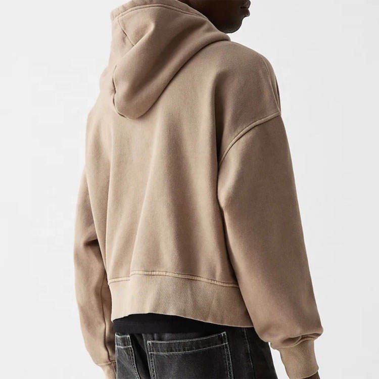 Heavyweight oversized boxy zip up customized zippered crop hoodie men drop shoulder streetwear men's hoodies & sweatshirts