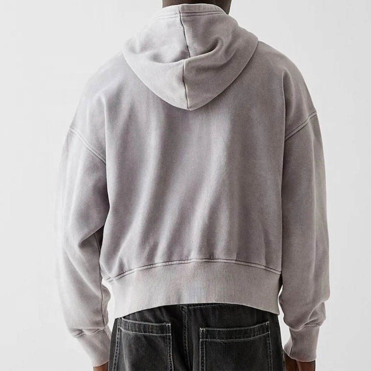 Heavyweight oversized boxy zip up customized zippered crop hoodie men drop shoulder streetwear men's hoodies & sweatshirts