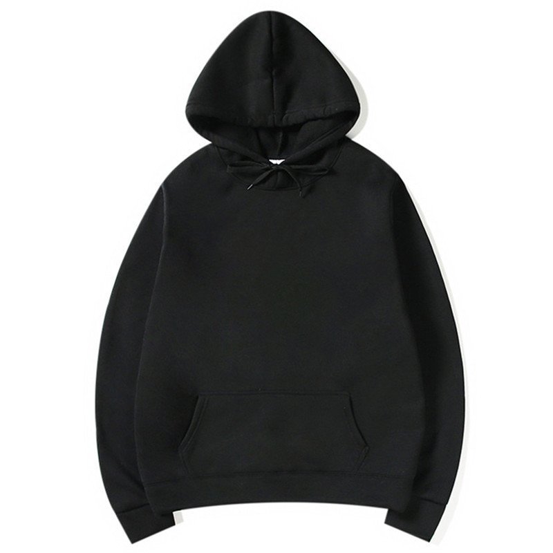 Cross-border men's clothing Solid color fleece pullover hoodie 100% polyester fiber loose hoodie classic blank version hoodie