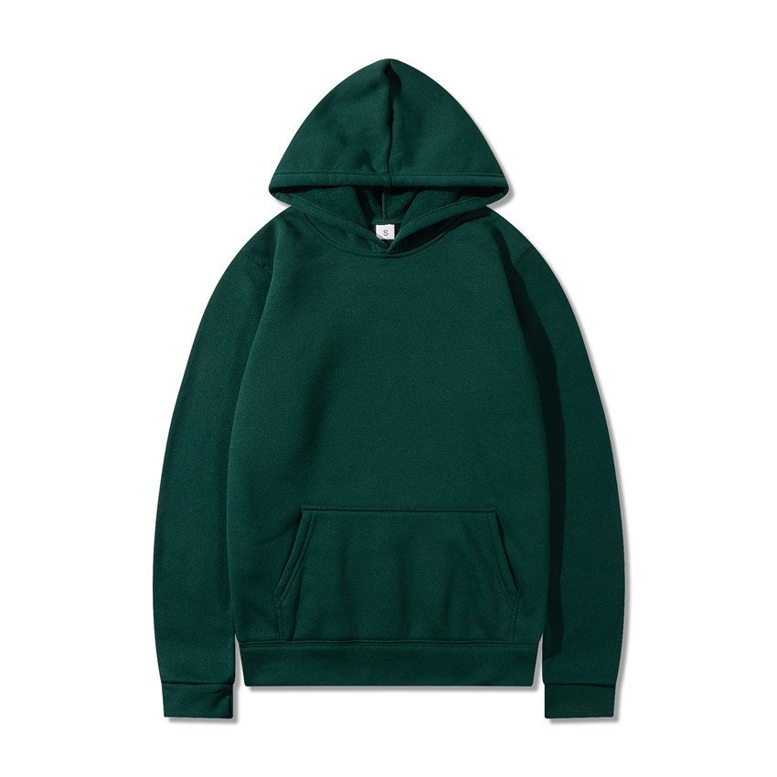 Cross-border men's clothing Solid color fleece pullover hoodie 100% polyester fiber loose hoodie classic blank version hoodie