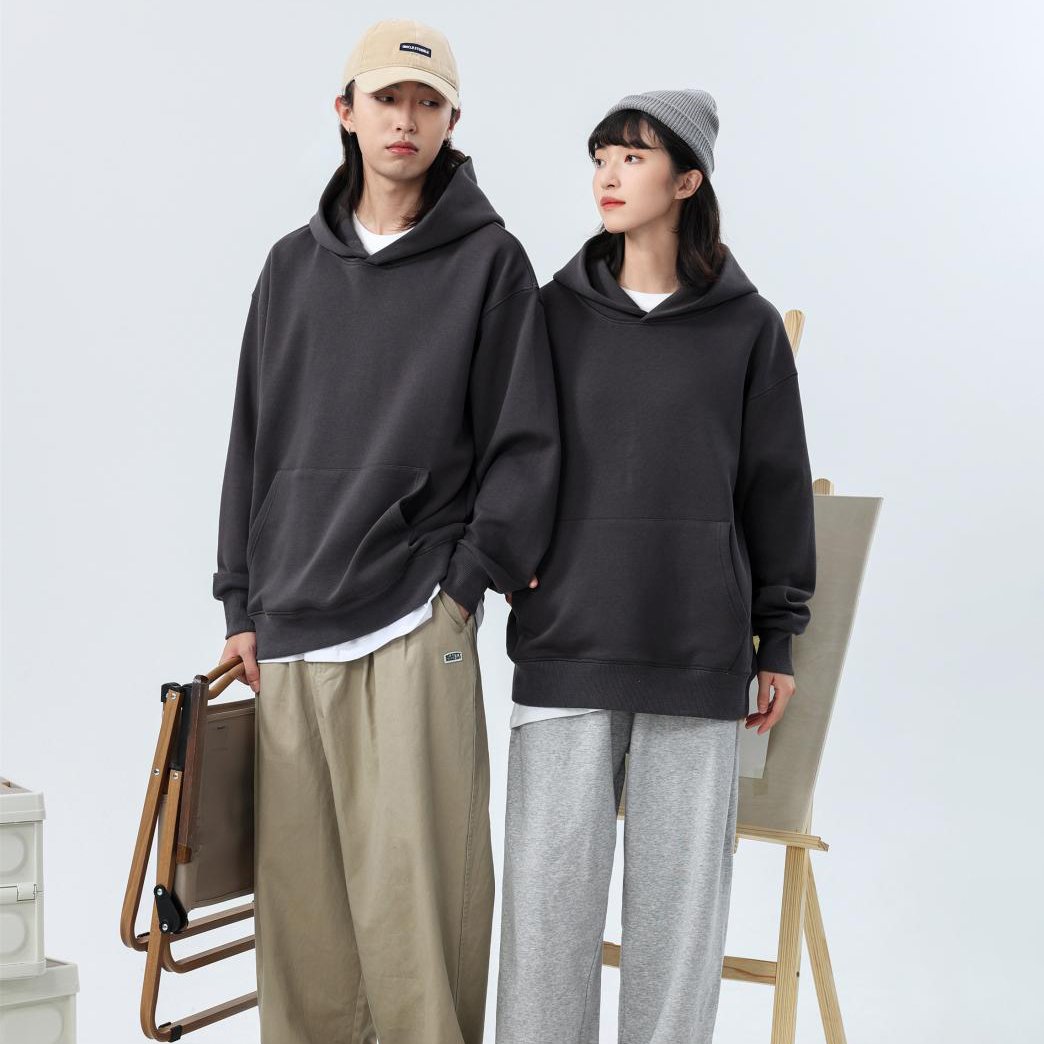 Custom High Quality Heavyweight Hoodies Fleece 500gsm Polyester Cotton Men Oversized Pullover Long Sleeve Hoodie Sweatshirts