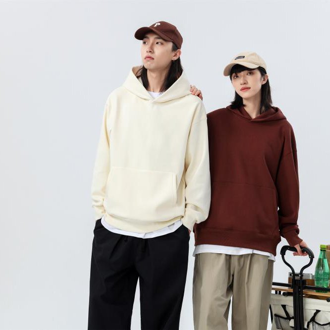 Custom High Quality Heavyweight Hoodies Fleece 500gsm Polyester Cotton Men Oversized Pullover Long Sleeve Hoodie Sweatshirts