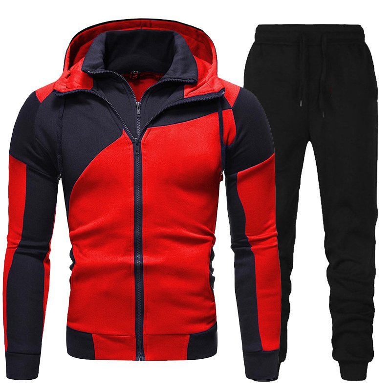 Long Sleeve Patchwork 2PC Joggers Suits Casual Zipper Sportswear Jogging Trouser Running Men's Hoodies Sweatshirts Sets