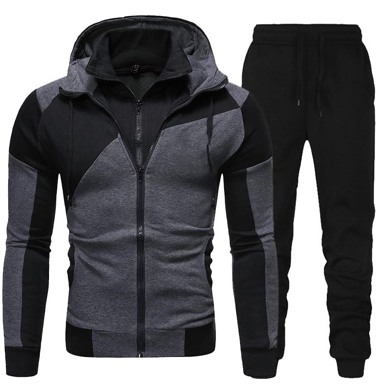 Long Sleeve Patchwork 2PC Joggers Suits Casual Zipper Sportswear Jogging Trouser Running Men's Hoodies Sweatshirts Sets