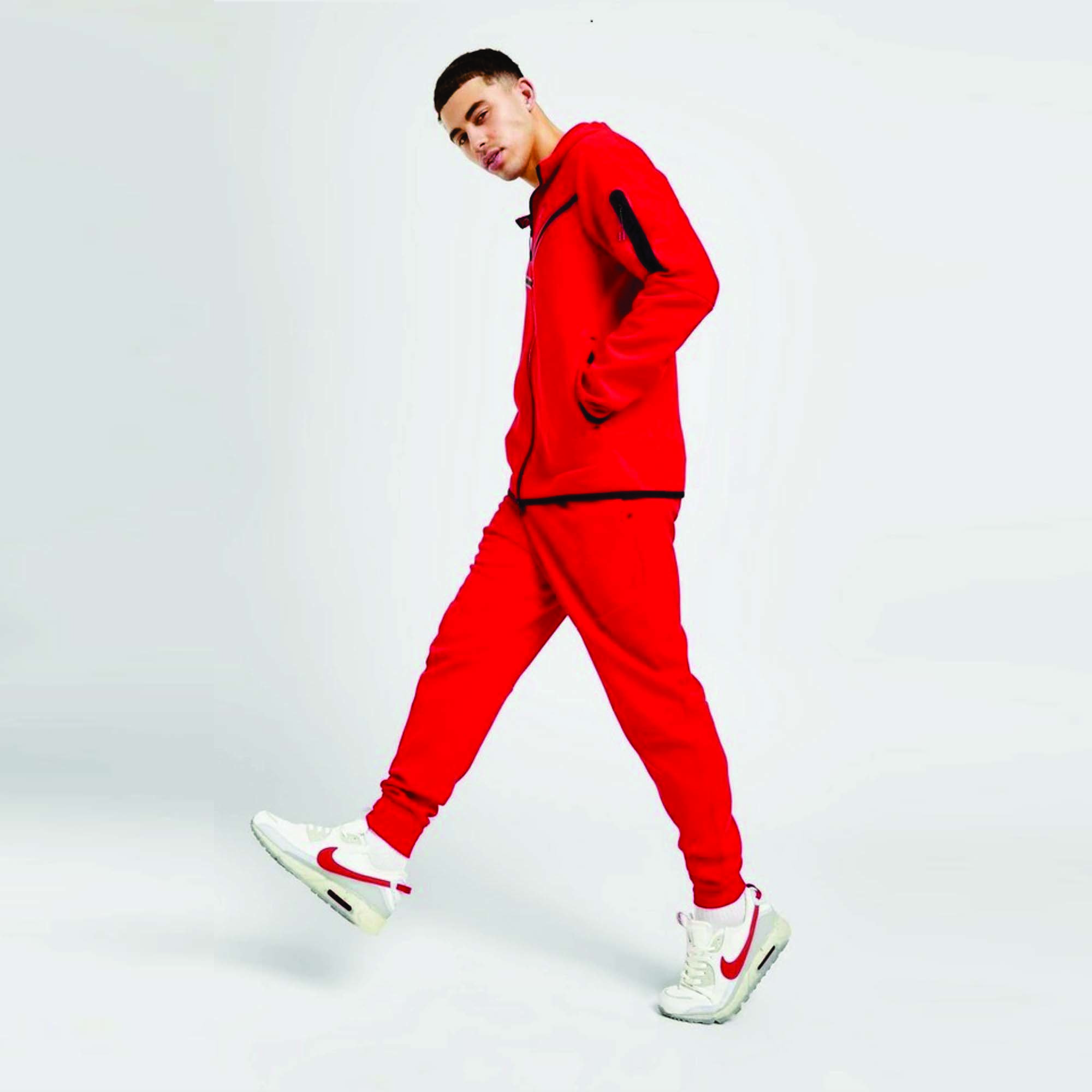 OEM Design Men's Tech Fleece Tracksuit 69% Cotton 31% Polyester Red Full Zip Hoodie Joggers Breathable Quick Dry Fitness XL