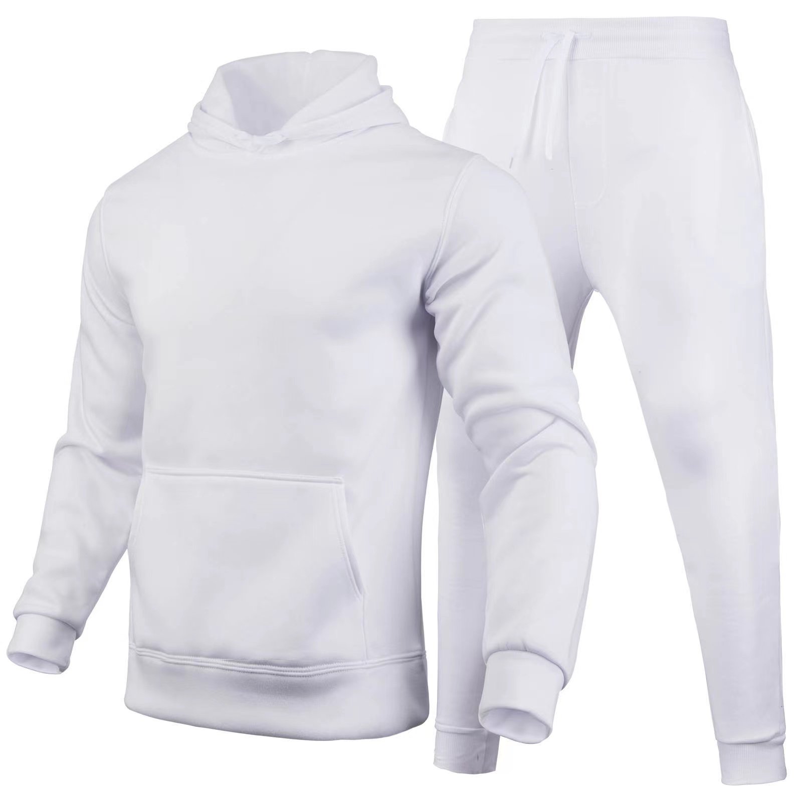 custom unisex two piece crew neck sweatsuit set tracksuit plain men's hoodies set