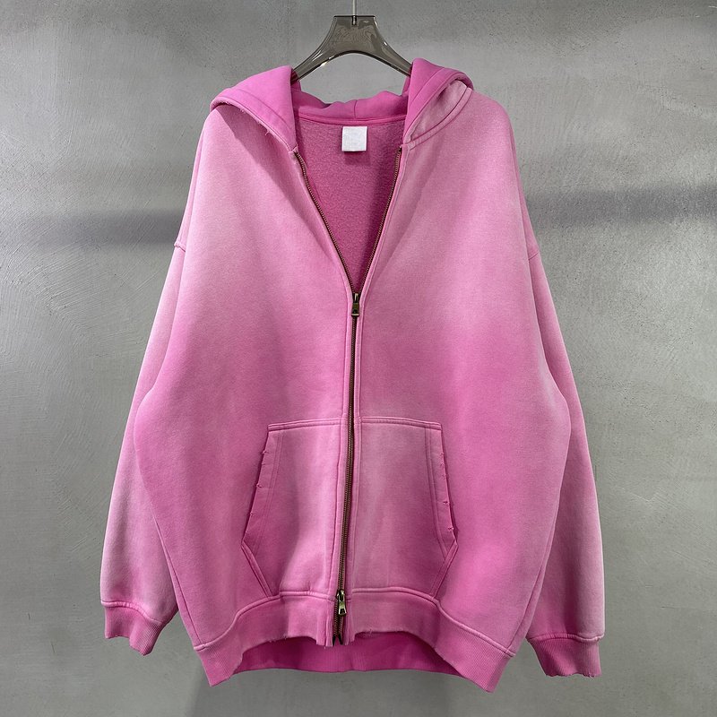Custom 360G Heavyweight Oversized Double Zipper Pockets Casual Sport Streetwear High Quality Fleece Fabric Unisex Zipper Hoodie