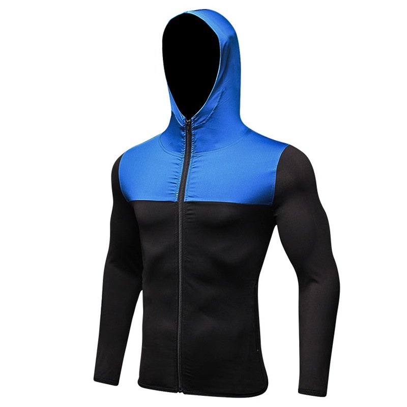 Custom Wholesale zip collar Mens Black And Gray Two Tone Zip Up Windbreaker Hoodie Jacket