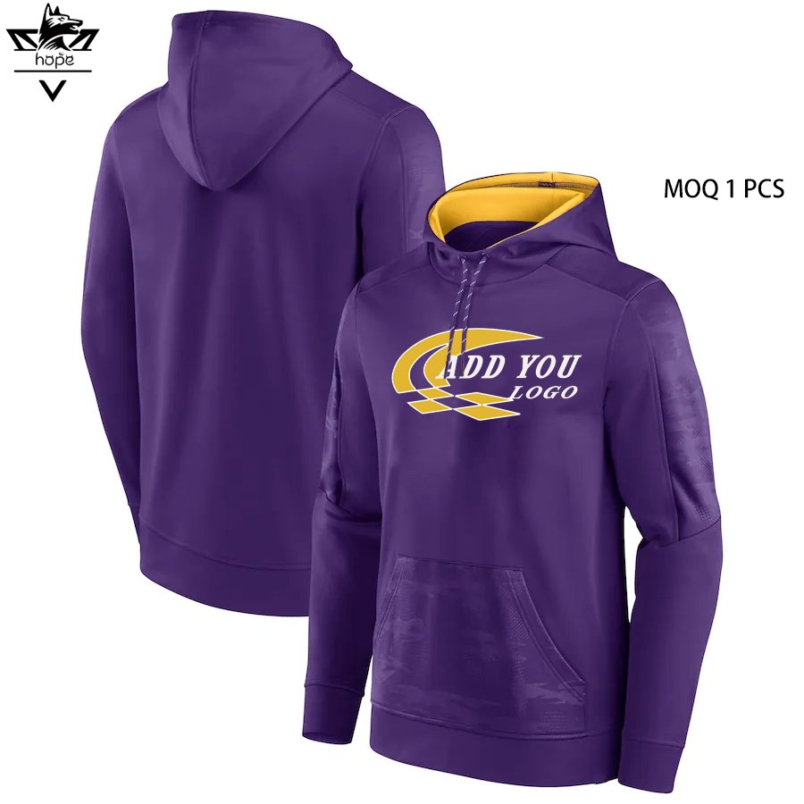 Factory 1pcs custom LOGO autumn and winter men's hoodie classic purple steel print best quality hoodie men