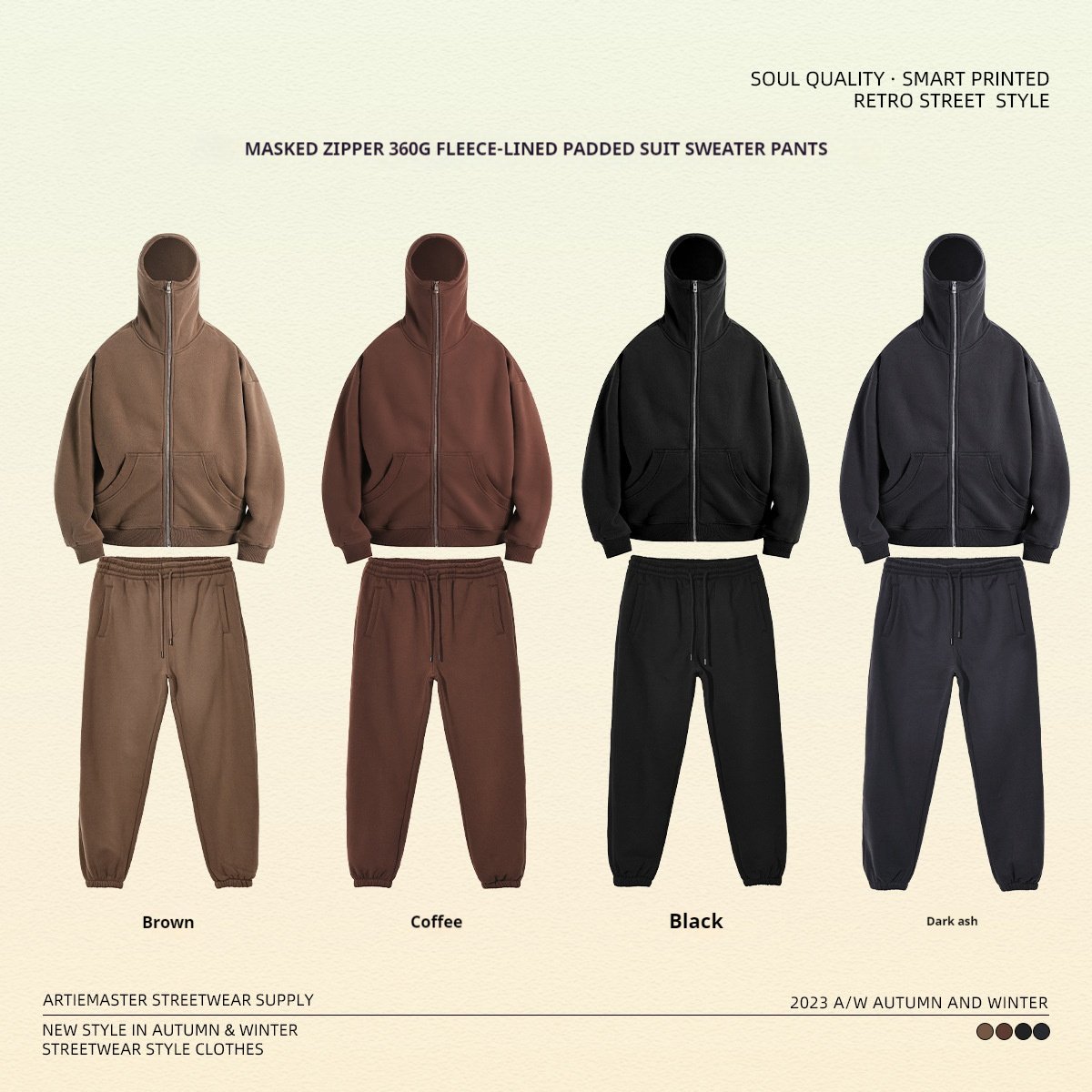 New Streetwear Masked Dark 350 GSM 100% Cotton Hoodie Fashion Men's Hoodies Zipper Hoodie For Men