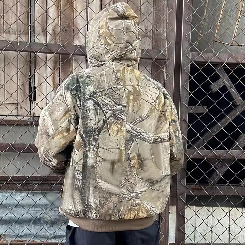 Custom Sweatshirts 100% Cotton Dtg Printing Camouflage Zipper Hoodies Hunting Zip up Track Jacket Real Tree Camo Men's Hoodies