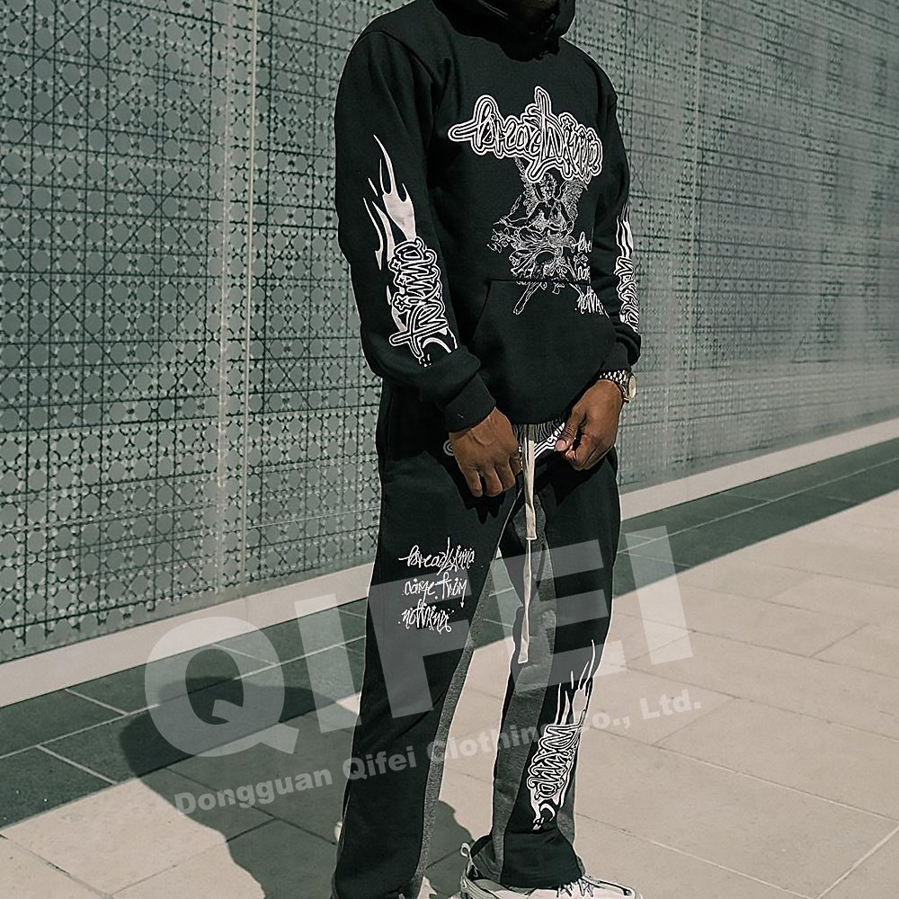 Custom wholesale puff print logo french terry hoodies and screen printing manufacturers Custom men's hoodies & sweatshirts
