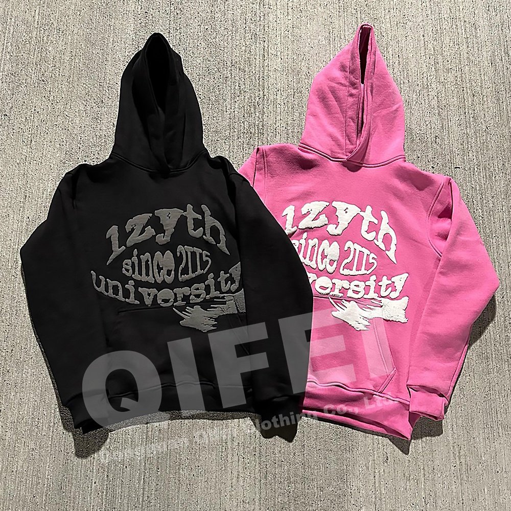 Custom wholesale puff print logo french terry hoodies and screen printing manufacturers Custom men's hoodies & sweatshirts