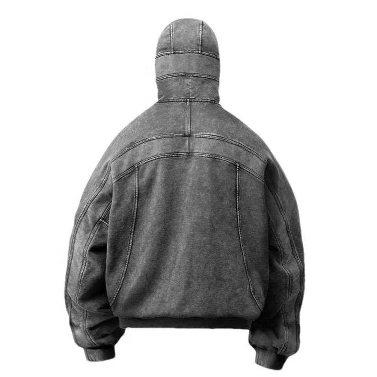 Top quality face zip up hoodie heavyweight 100%cotton vintage wash oversized clothing street wear men's hoodies