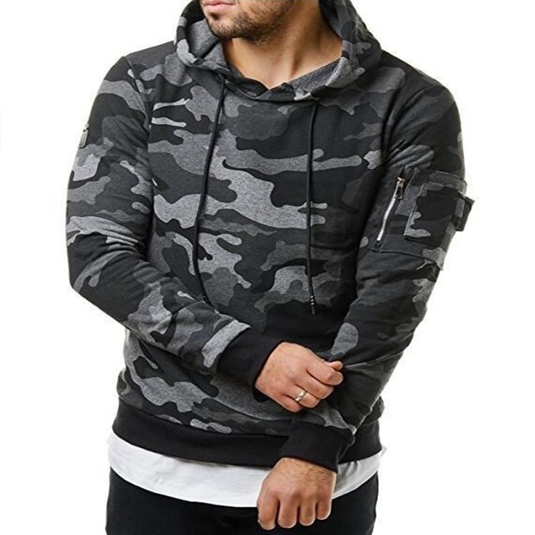 GINWEN Hot Selling Men's highweight camouflage pullover drawstrings Hoodie Sweatshirts