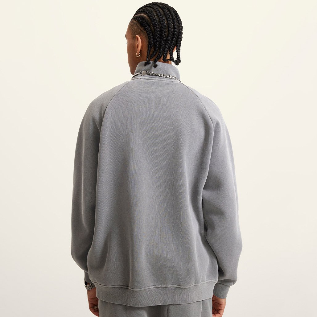 Custom Logo 350Gram Heavyweight Raglan Sleeve Acid Wash Zipper Men'S Cardigan Hoodie Sweatshirt Jacket