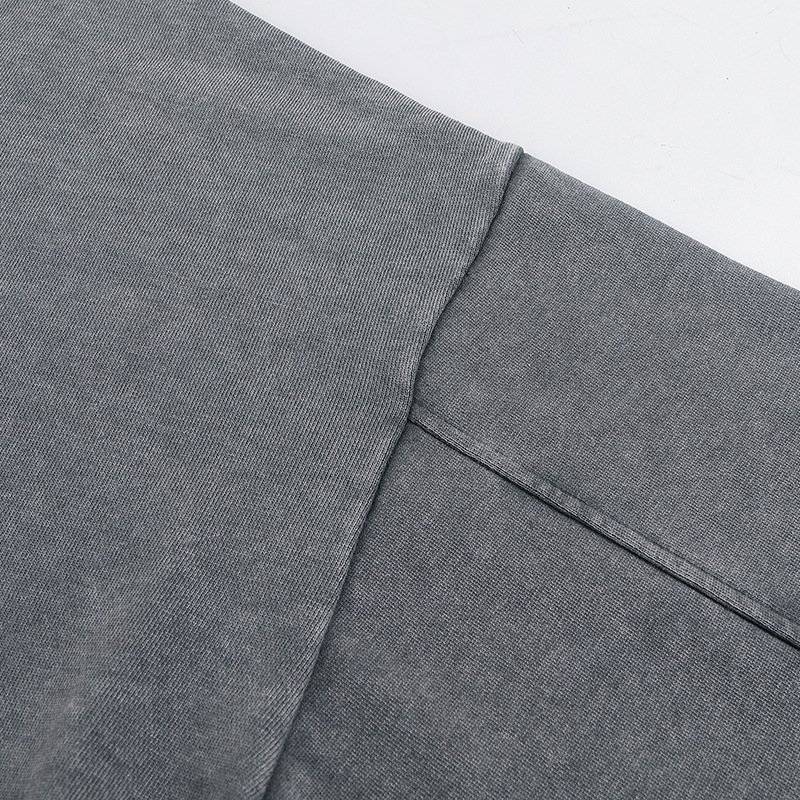 350G Heavy Cotton O Neck Men's Hoodie Wholesale Sweatshirt Oversized Off Shoulder Retro Washed Sweatshirt Hoodies for Men