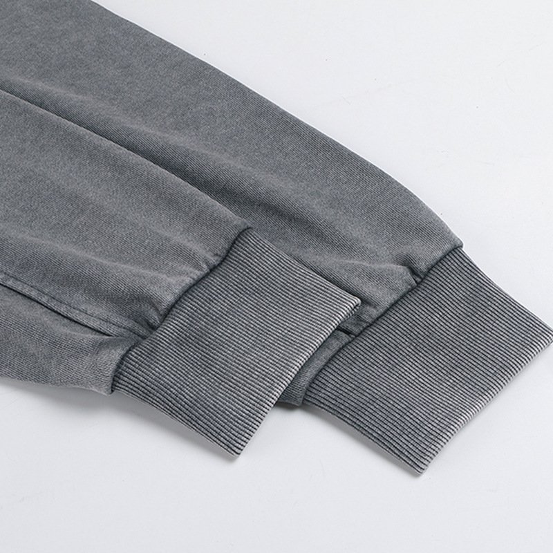 350G Heavy Cotton O Neck Men's Hoodie Wholesale Sweatshirt Oversized Off Shoulder Retro Washed Sweatshirt Hoodies for Men