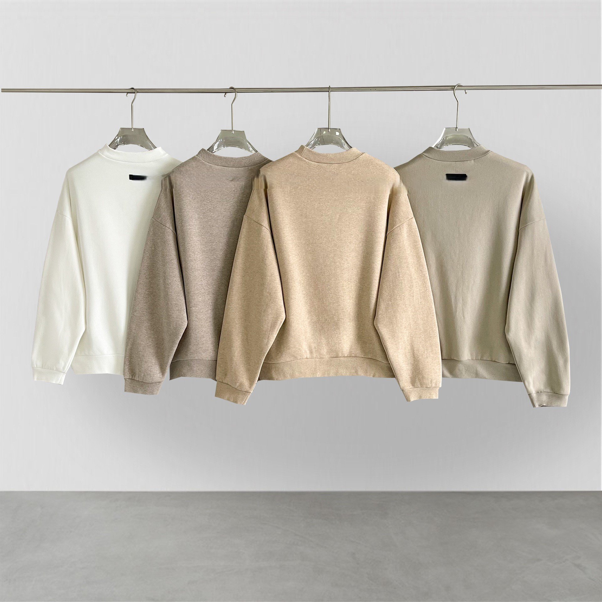 SS24 Essenti Fleece Round Neck Hoodless Sweatshirt 3d Silicone Printing Heavyweight Cotton Essenti men's Hoodies