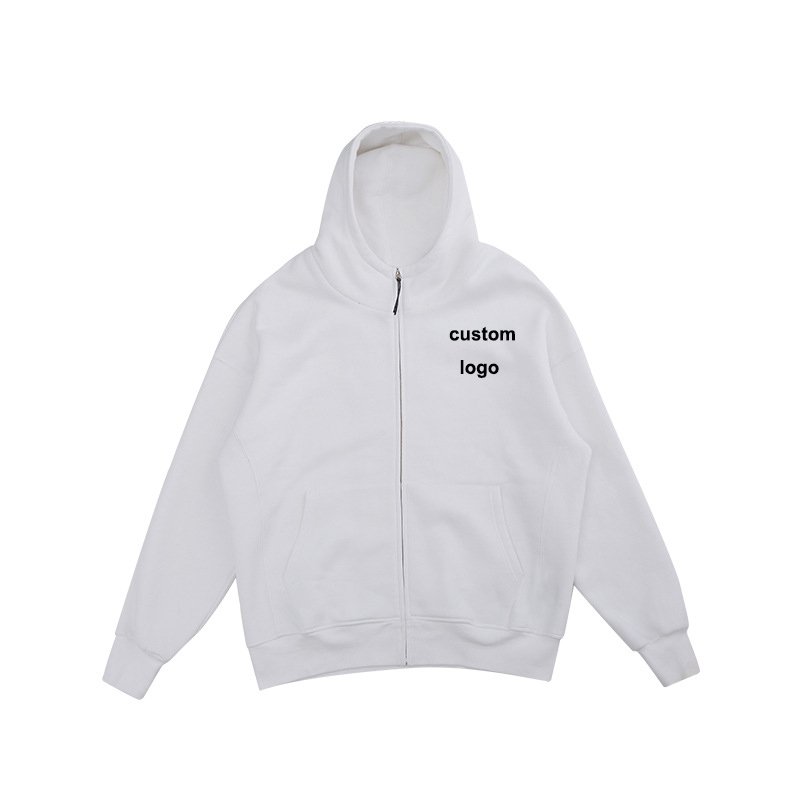 100% cotton plain men's full zip up hoodie custom printed logo zipper oversized hoodies for men