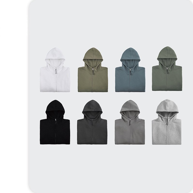 100% cotton plain men's full zip up hoodie custom printed logo zipper oversized hoodies for men