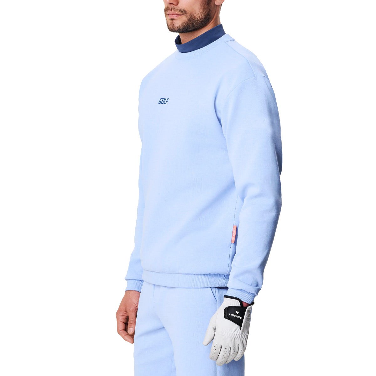 Custom Men's Hoodie Crewneck Sweatshirts High Quality Autumn Plain Stretchy Golf Blue 80% Cotton Sweatshirt