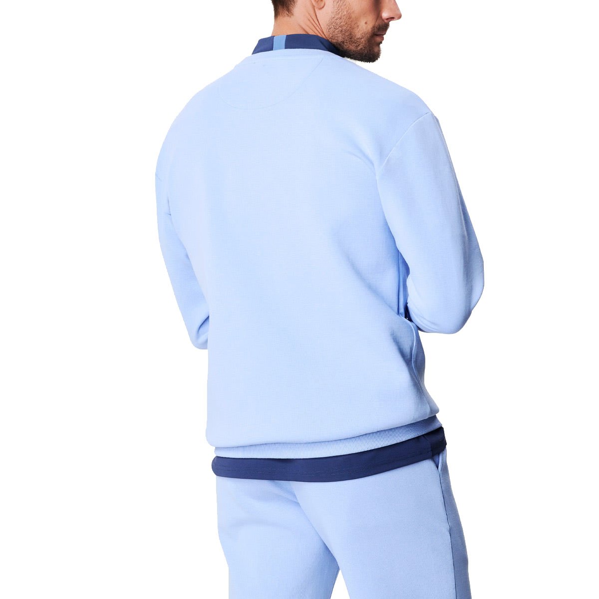 Custom Men's Hoodie Crewneck Sweatshirts High Quality Autumn Plain Stretchy Golf Blue 80% Cotton Sweatshirt