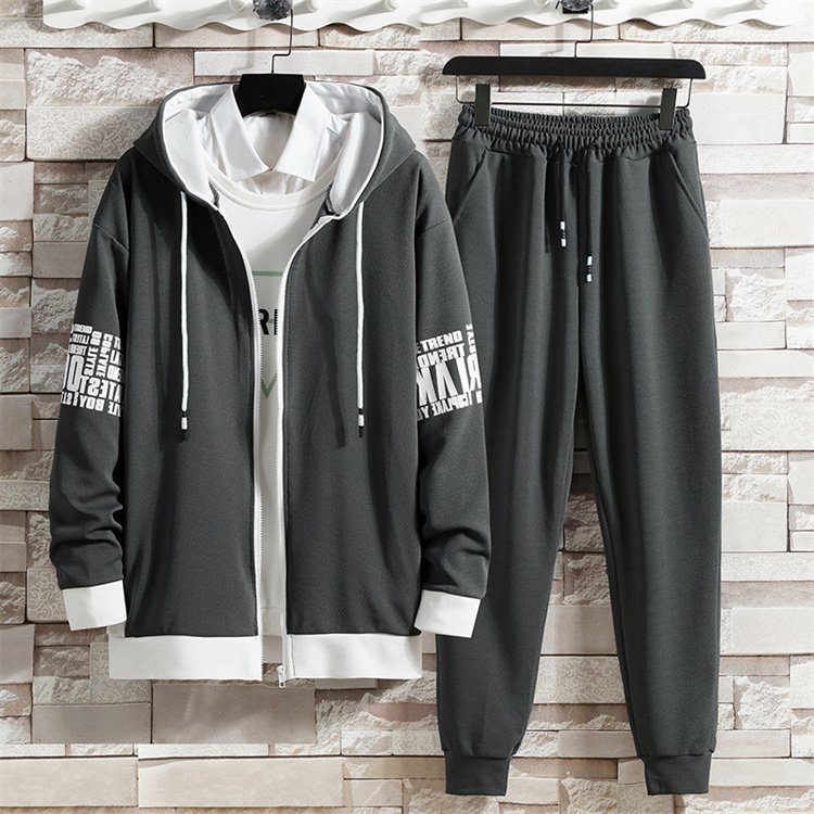 1PCS Custom Logo New Autumn Fashion Loose Casual Coat Men's Sports Hoodie Long Pants Two Piece Set