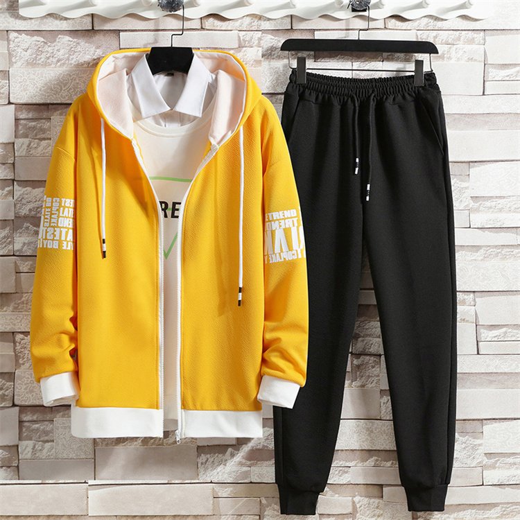 1PCS Custom Logo New Autumn Fashion Loose Casual Coat Men's Sports Hoodie Long Pants Two Piece Set