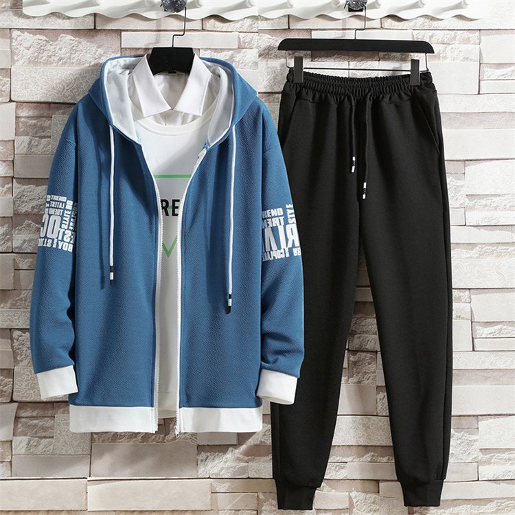 1PCS Custom Logo New Autumn Fashion Loose Casual Coat Men's Sports Hoodie Long Pants Two Piece Set