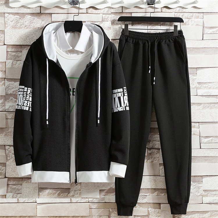 1PCS Custom Logo New Autumn Fashion Loose Casual Coat Men's Sports Hoodie Long Pants Two Piece Set