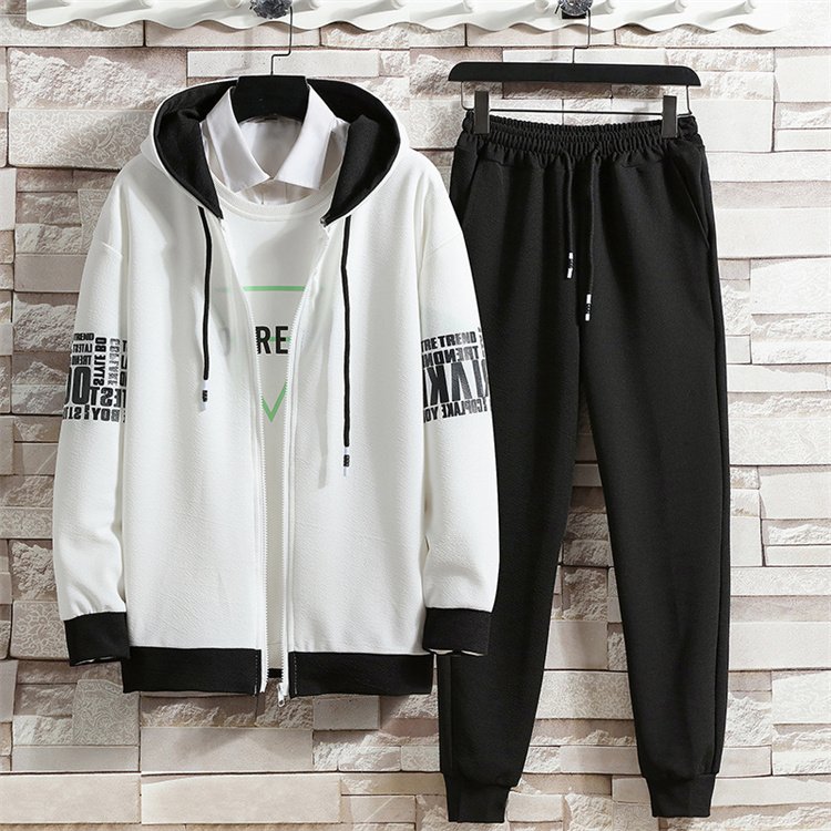 1PCS Custom Logo New Autumn Fashion Loose Casual Coat Men's Sports Hoodie Long Pants Two Piece Set