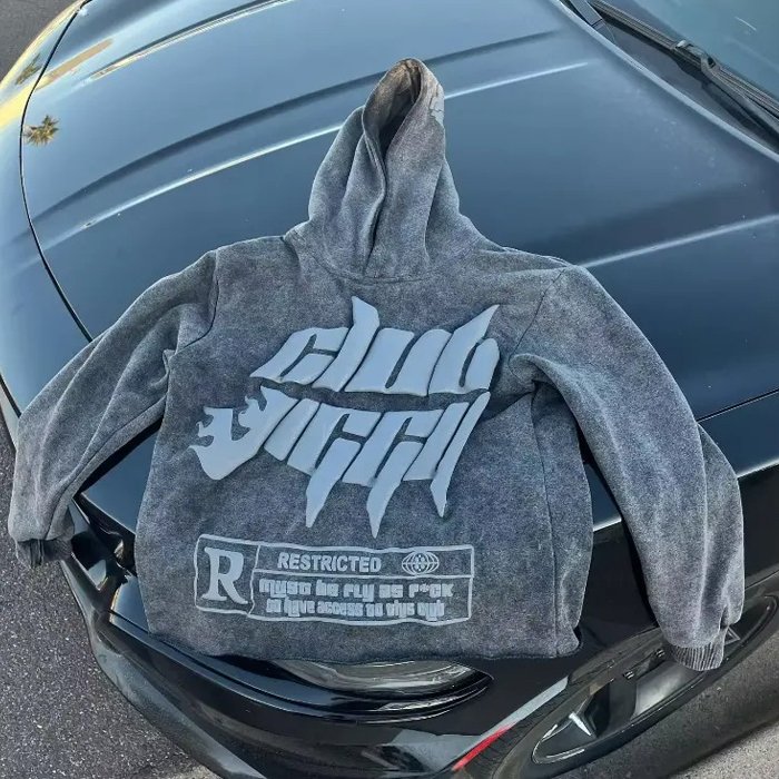 Mens Unisex Cotton Streetwear 400 Gsm Heavyweight Distressed Hoddies Clothing Manufacturers Custom Puff Printing Hoodies