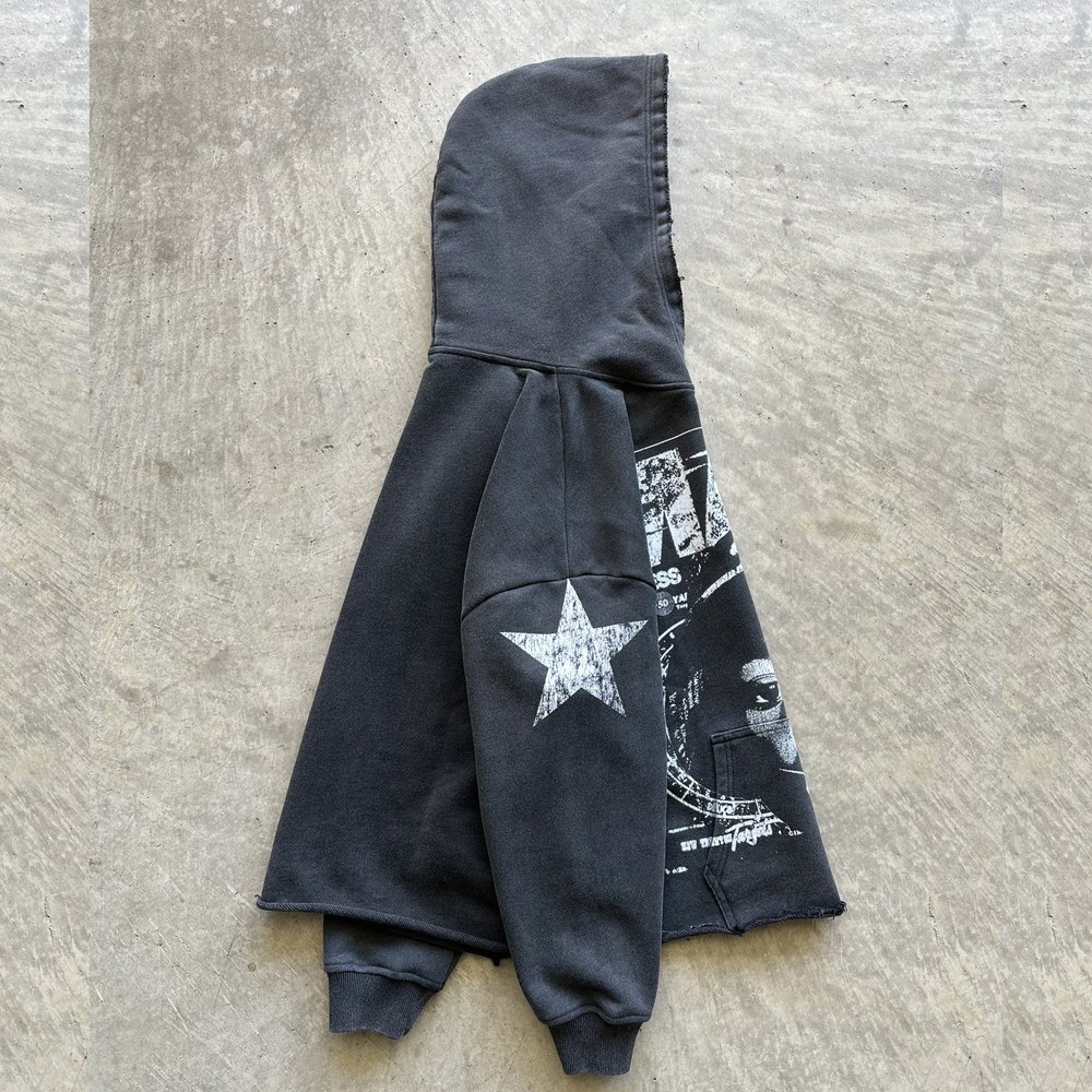 Custom Men's Vintage Boxy Hoodie 100% Cotton 500gsm Distressed Cropped Hem Acid Washing Digital DTG Autumn Embroidered Fabric
