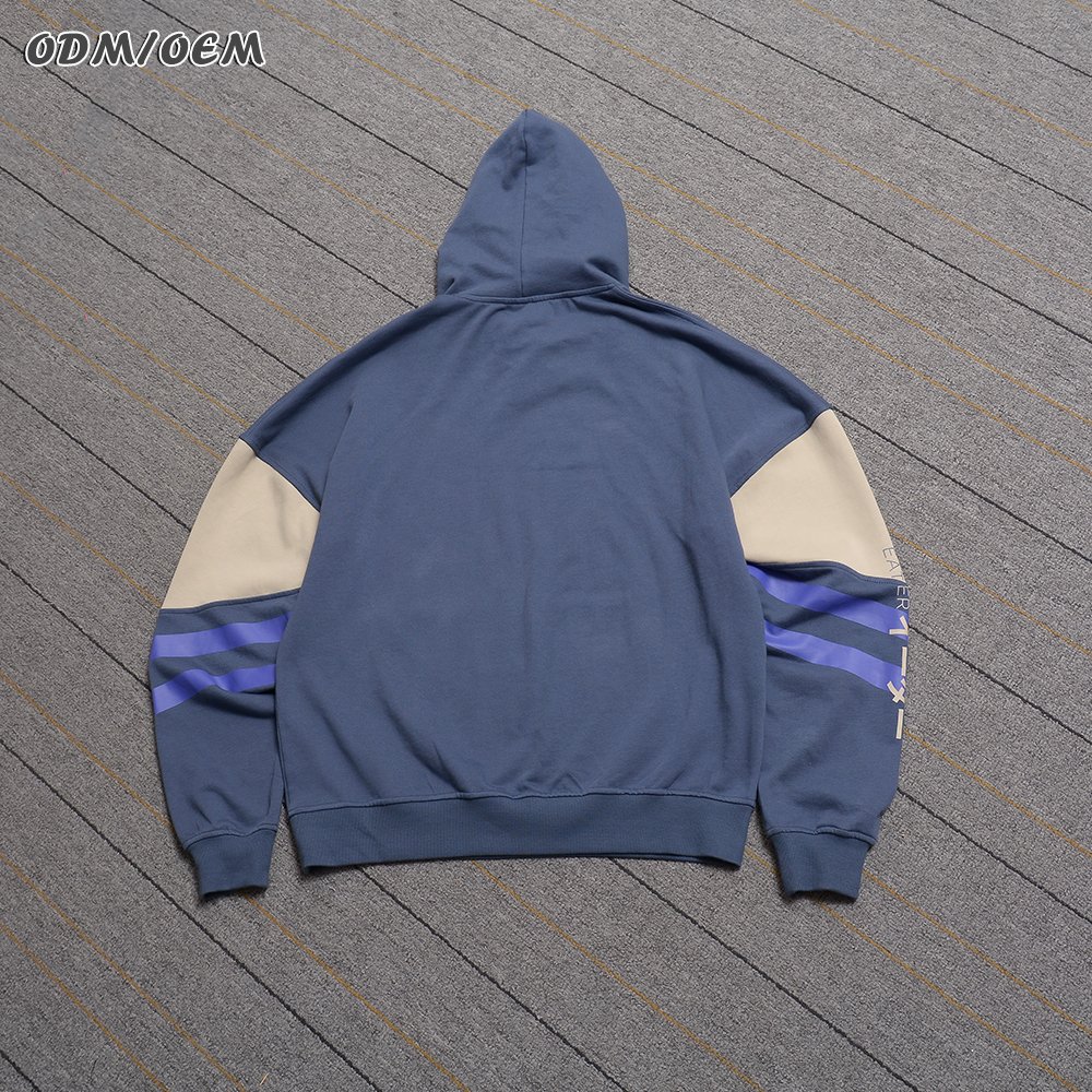 Custom streetwear heavyweight cotton raw hem distressed embroidery patch pullover no strings cropped hoodies men