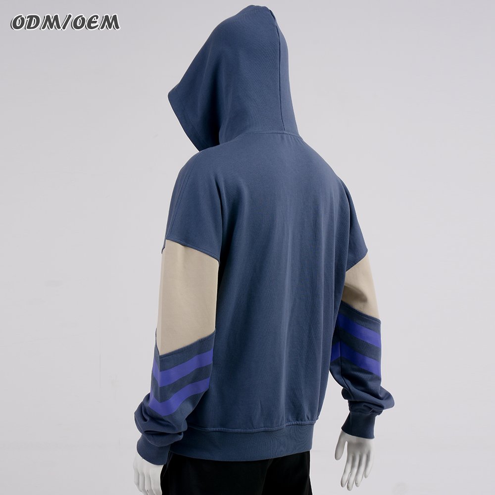 Custom streetwear heavyweight cotton raw hem distressed embroidery patch pullover no strings cropped hoodies men