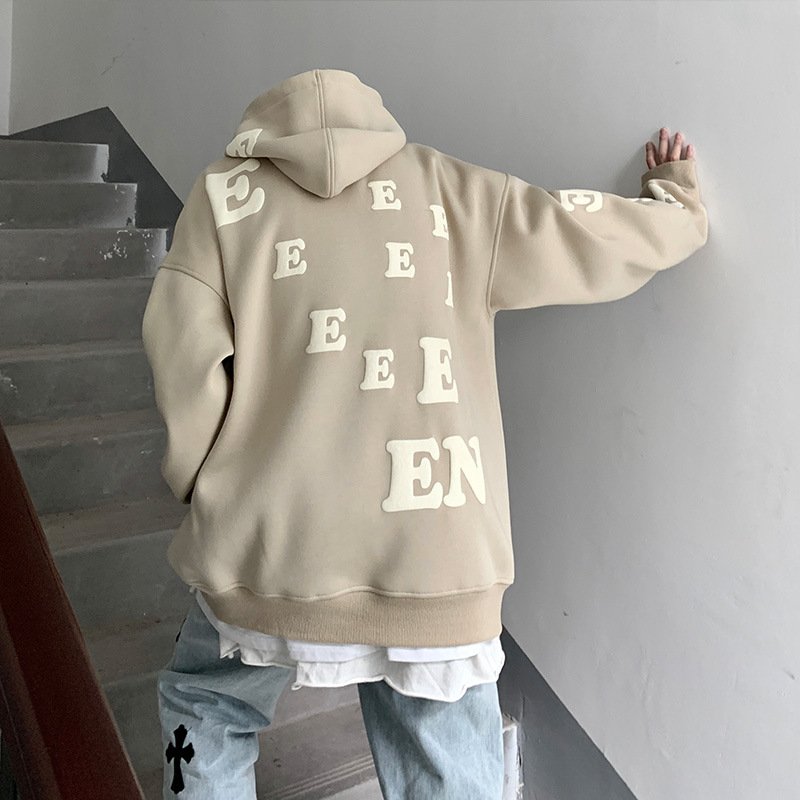 High Quality Men Zipper Pullover Cotton Hoody Wholesale Custom Puff Hoodies Woven Fabric Crew Neck Embroidery Printing for Men
