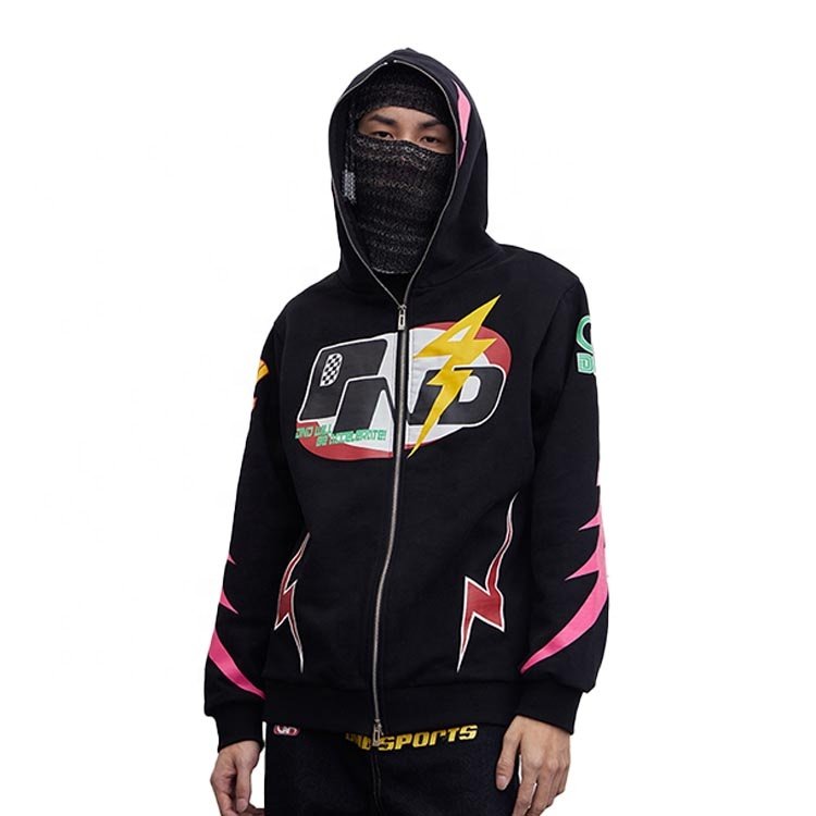 Finch Garment Custom Streetwear Racing Hoodie Set Blank Oversized Full Zip Up Men's Flare Sweat Pants Men With Hoodies