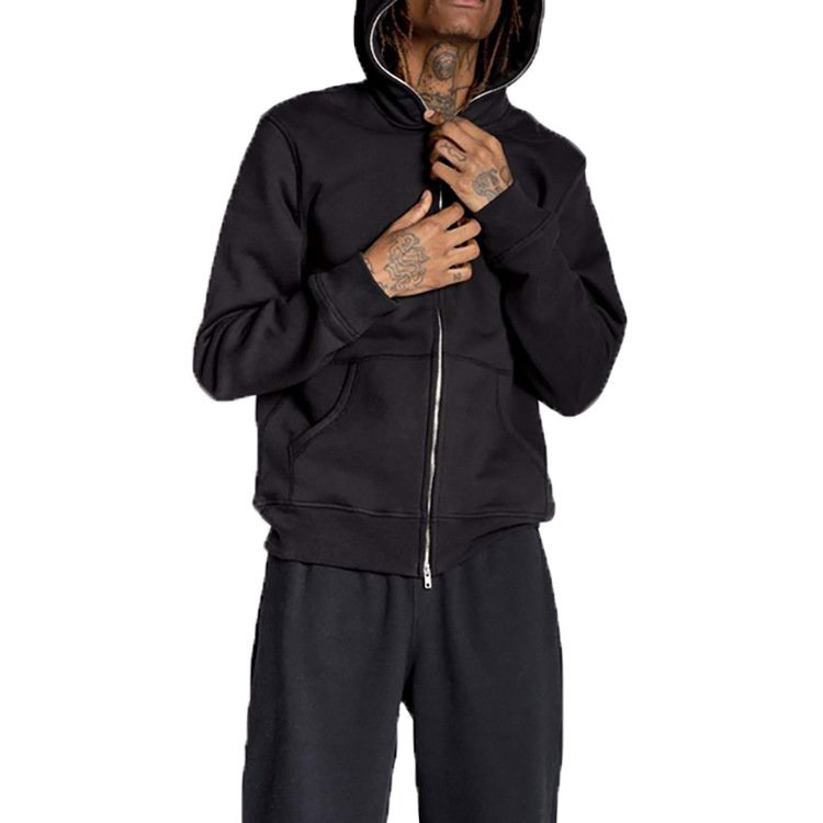 New Design Cotton Full Face Zip Up Hoodie Over Face Men's Hoodies Custom Logo Hip Hop Men Zipper Hoody Sweatshirt For Men