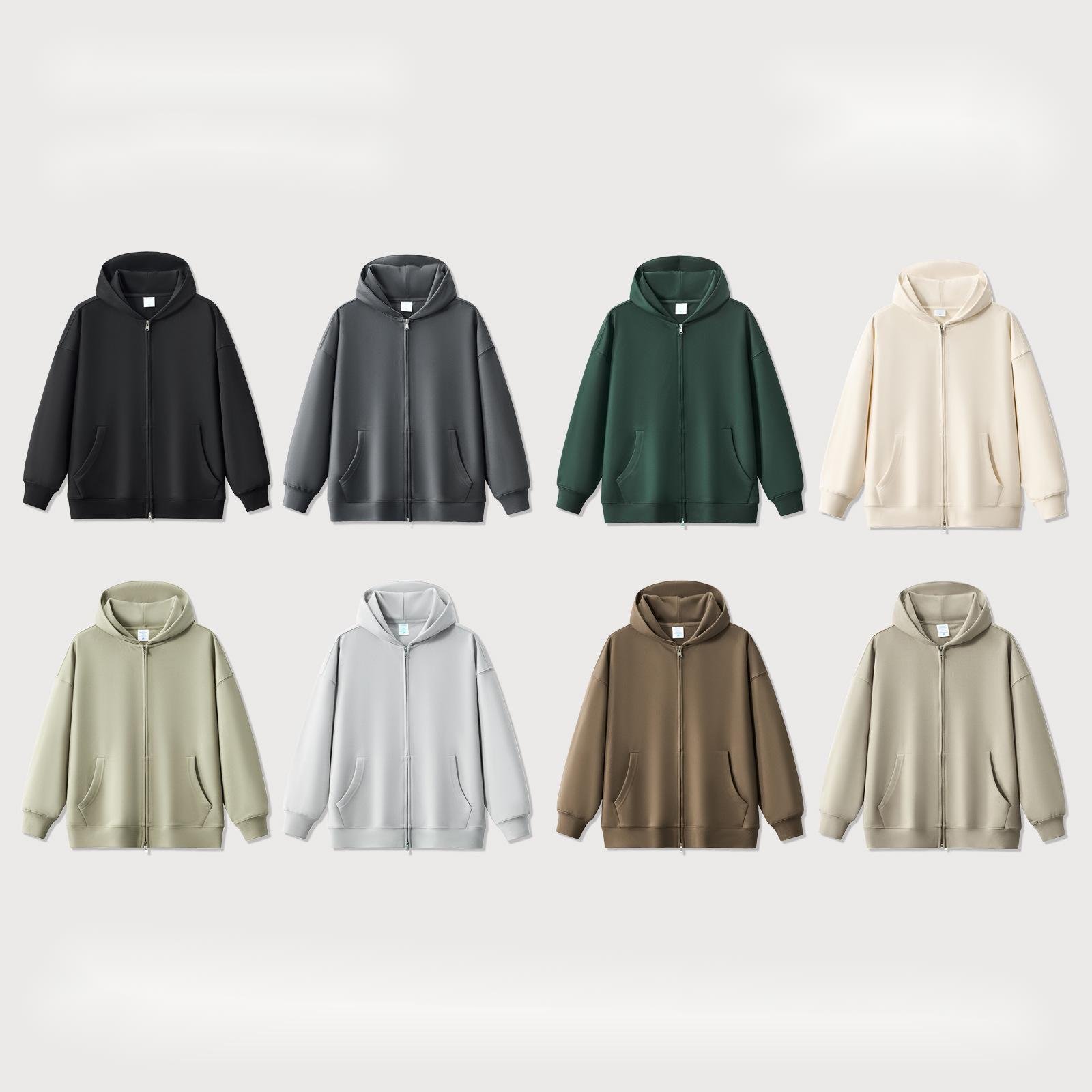Customized 400g Heavyweight Full Zip Hoodie Embroidered Patch Print Logo Oversized Pullover Hoodie Foam Print