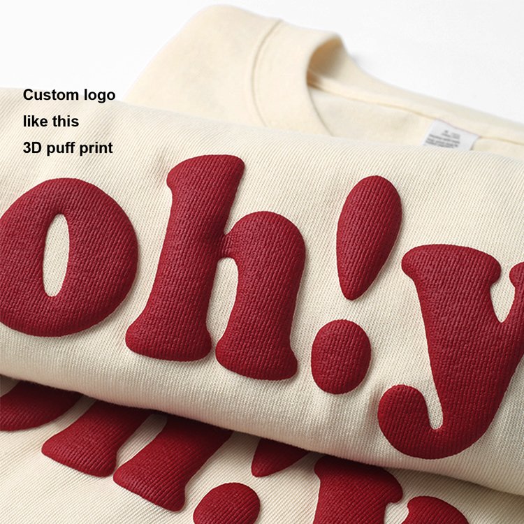 Heavyweight Oversized Men'S Hoodies Sweatshirts Multi Color Foam Printing With Logo Unisex Cotton Custom 3d Puff Print Hoodie