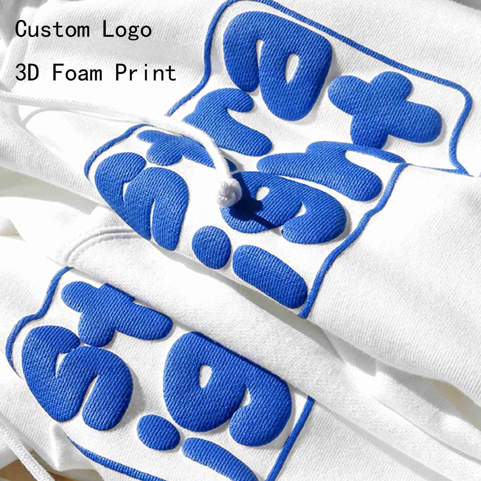 Heavyweight Oversized Men'S Hoodies Sweatshirts Multi Color Foam Printing With Logo Unisex Cotton Custom 3d Puff Print Hoodie