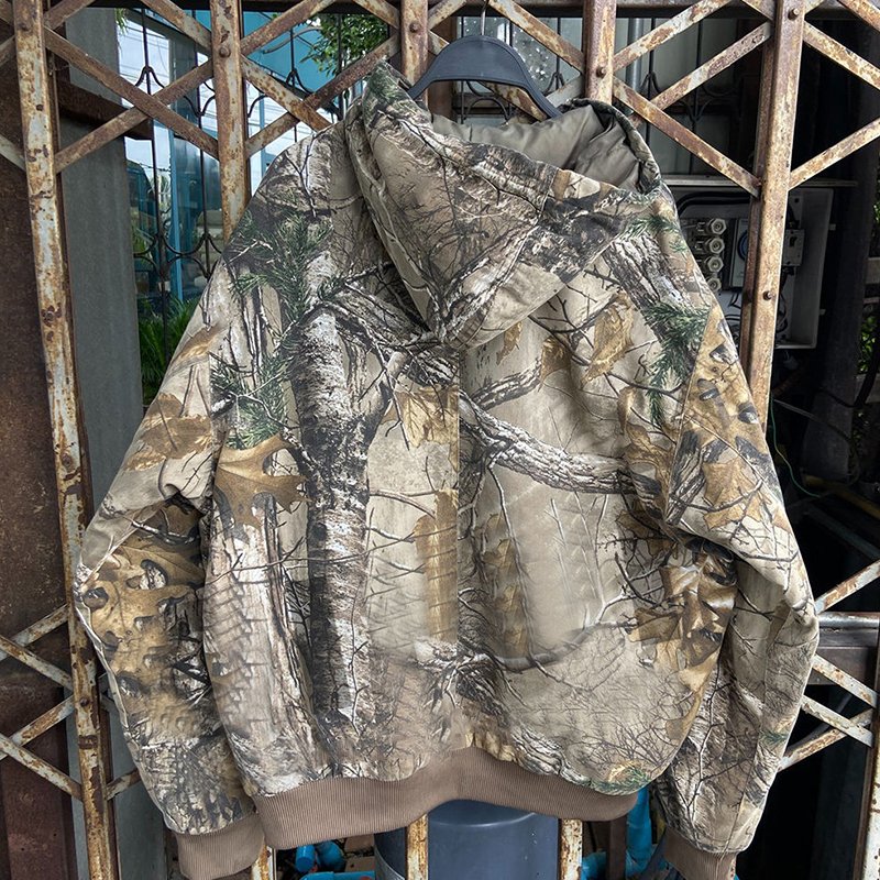 Custom vintage real tree camo hoodie printing camouflage zip up jacket camo hunting hoodie for men