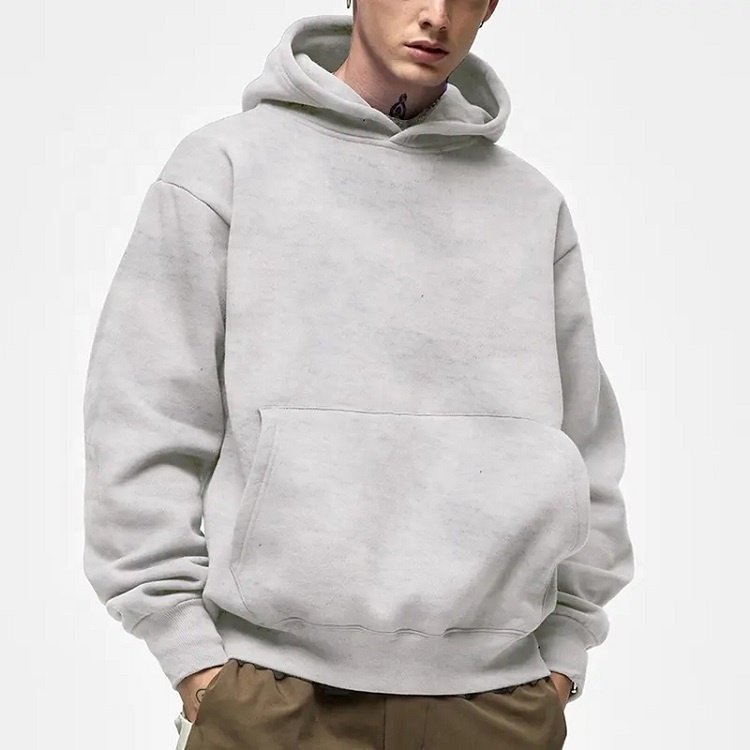 Custom Puff Printing Sweatshirts Pullover Heavy Cotton Essential Plain French Terry Organic Blank Men's Hoodies