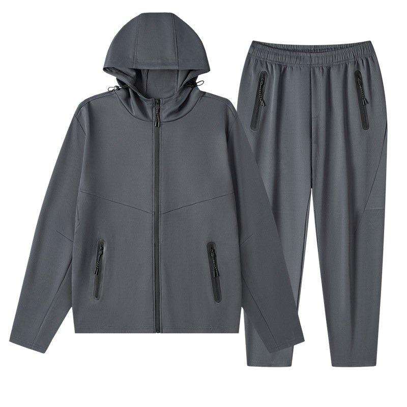 Evertop custom logo Wholesale blank long sleeve spring autumn hooded full zip breathable Sportswear coat trousers men's suit