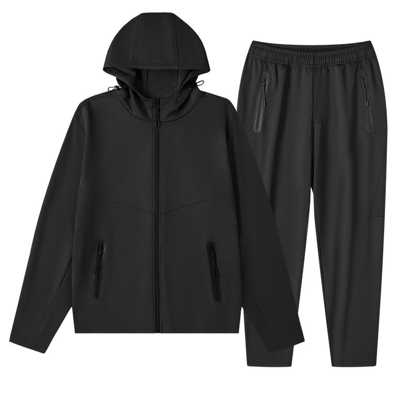 Evertop custom logo Wholesale blank long sleeve spring autumn hooded full zip breathable Sportswear coat trousers men's suit