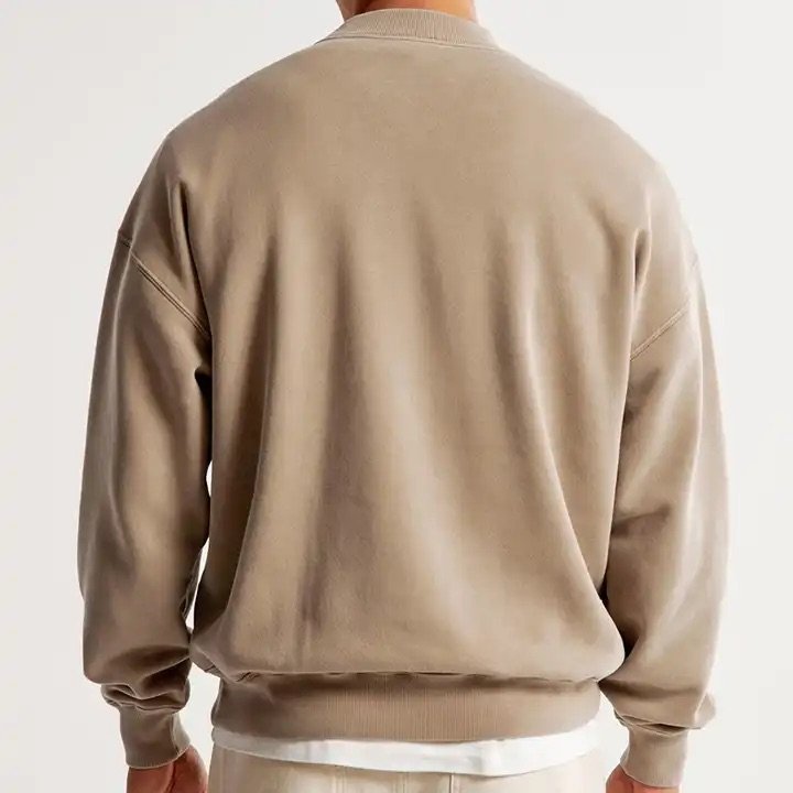Custom Men's Sweatshirt boxy fitting Mock Neck Cotton Crewneck streetwear men's hoodies & sweatshirts clothing manufacturers