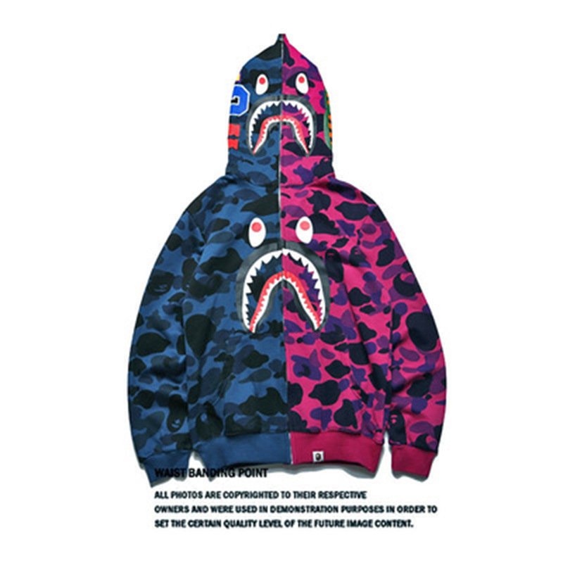 New Design 3D Digital Printing Shark Head Plus Size Sweatshirt Custom Zipper Men's Hoodies