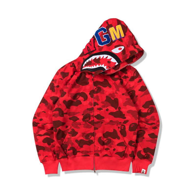 New Design 3D Digital Printing Shark Head Plus Size Sweatshirt Custom Zipper Men's Hoodies